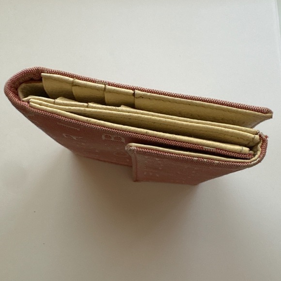 Bvlgari Canvas Leather Tri Fold Wallet Pink Monogram Snap Closure - Picture 7 of 15